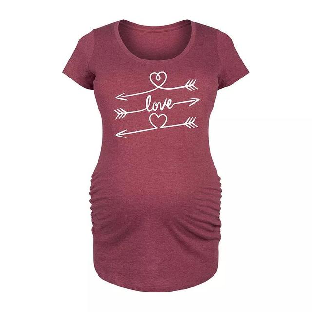 Maternity Love Heart Arrows Graphic Tee, Womens Grey Dark Red Product Image