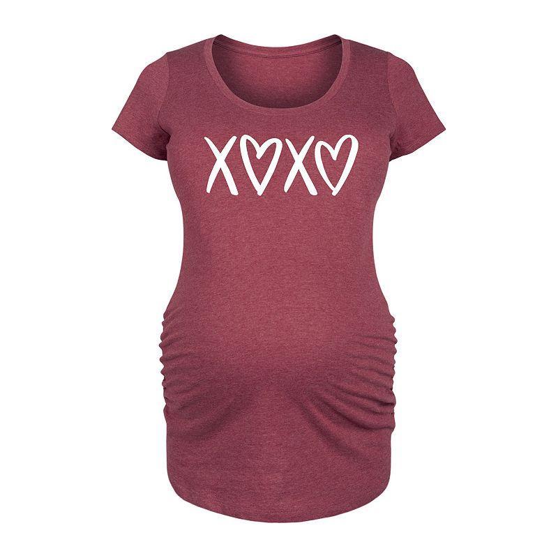 Maternity Heart Graphic Tee, Womens Grey Dark Red Product Image