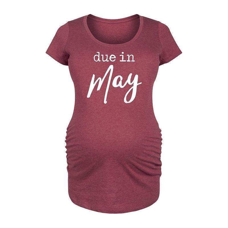 Maternity Due In May Graphic Tee, Womens Grey Dark Red Product Image