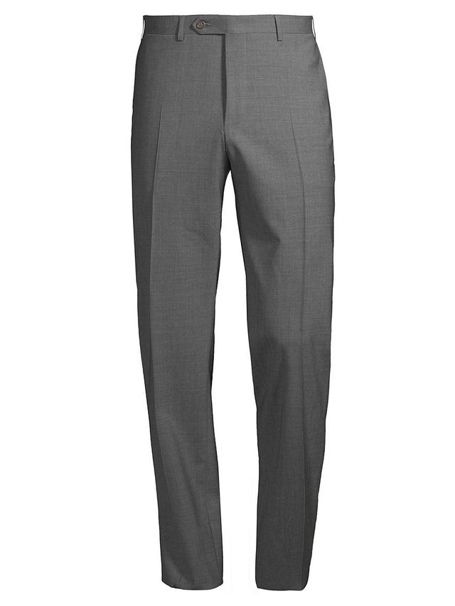 Mens Stretch Wool Trousers - Light Grey - Size 37 Product Image