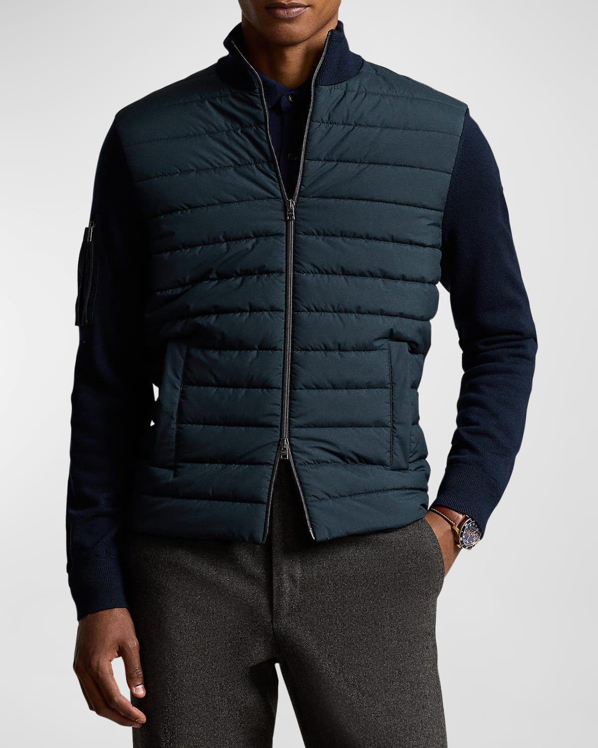 Men's Hybrid Full-zip Mock-neck Sweater In Navy Product Image