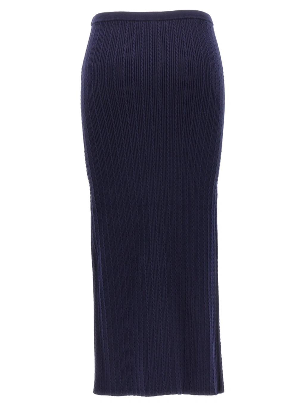 ALESSANDRA RICH Cable-knit Pencil Skirt In Blue Product Image