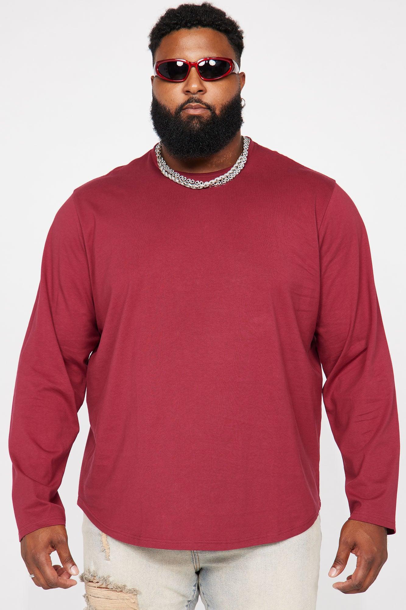 Essential Long Sleeve Scallop Tee - Burgundy Product Image