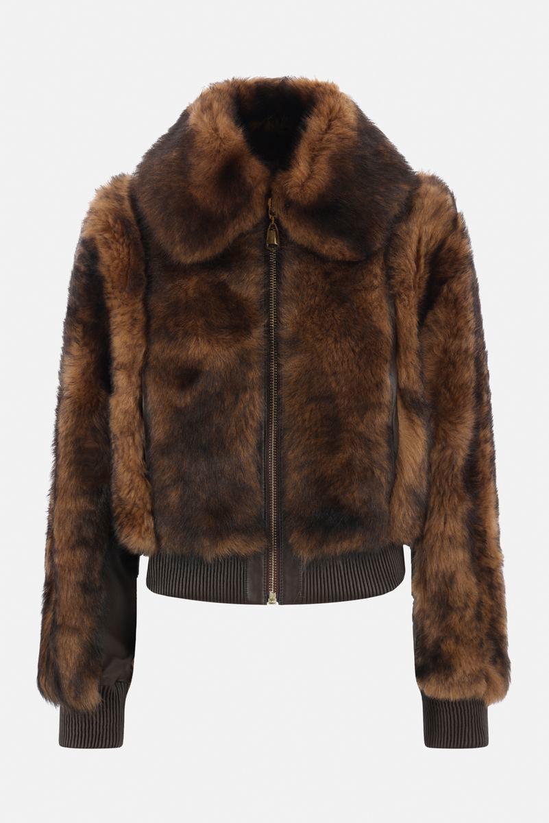 ZIMMERMANN Illustration Shearling Fur Jacket In Brown Product Image