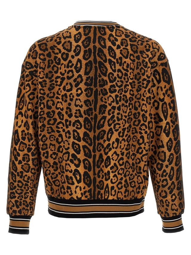 Leopard-print Cotton Sweatshirt In Brown Product Image