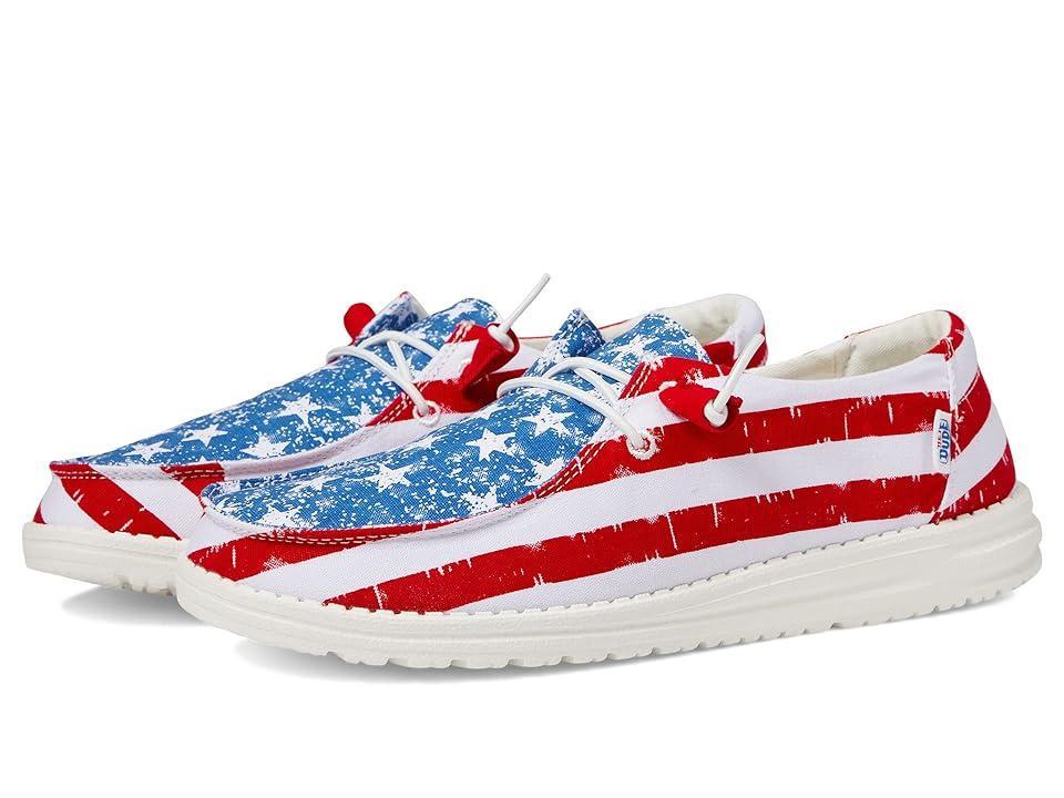 HEYDUDE Womens Wendy American Flag Star Spangled Canvas Slip Product Image