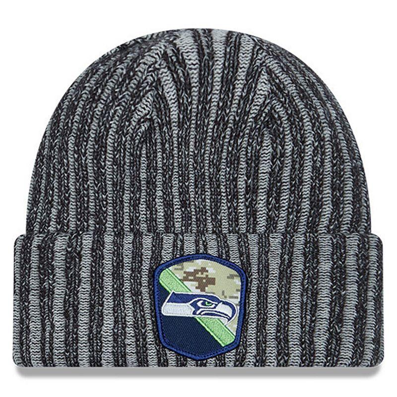 Mens New Era Black Seattle Seahawks 2023 Salute To Service Cuffed Knit Hat Product Image