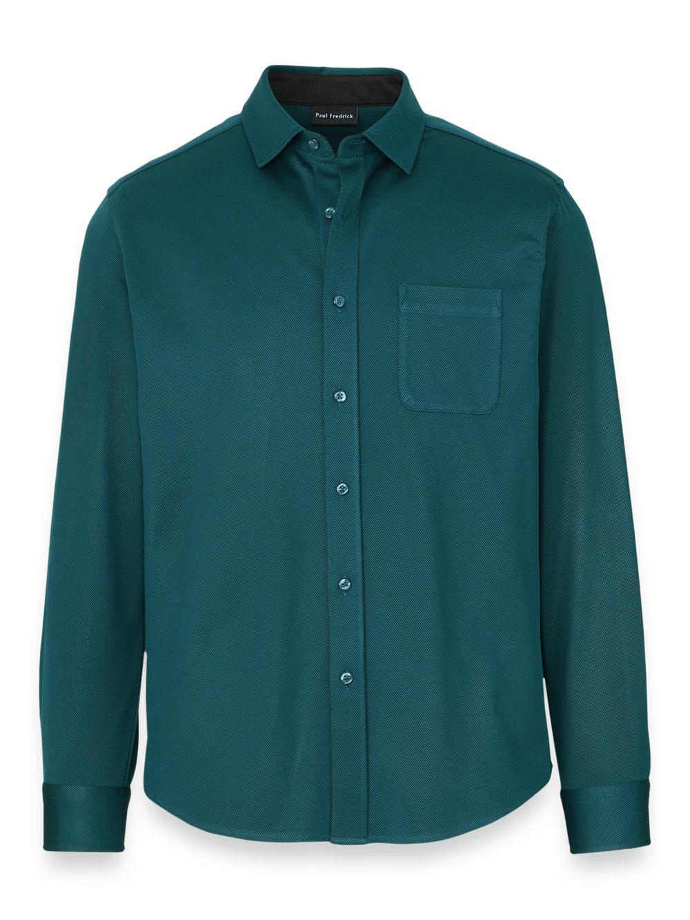 Cotton Blend Button Front Polo - Teal product image