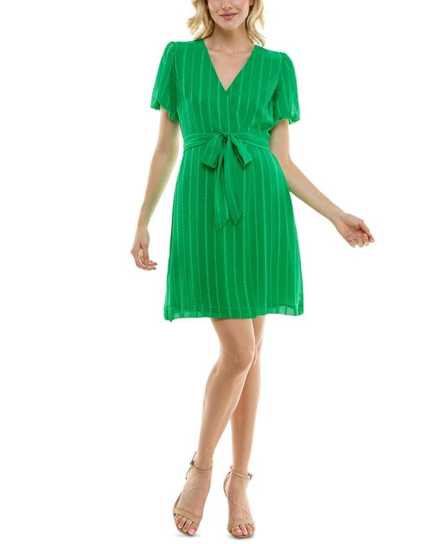 Maison Tara Womens Puff-Sleeve Chiffon Dress Product Image