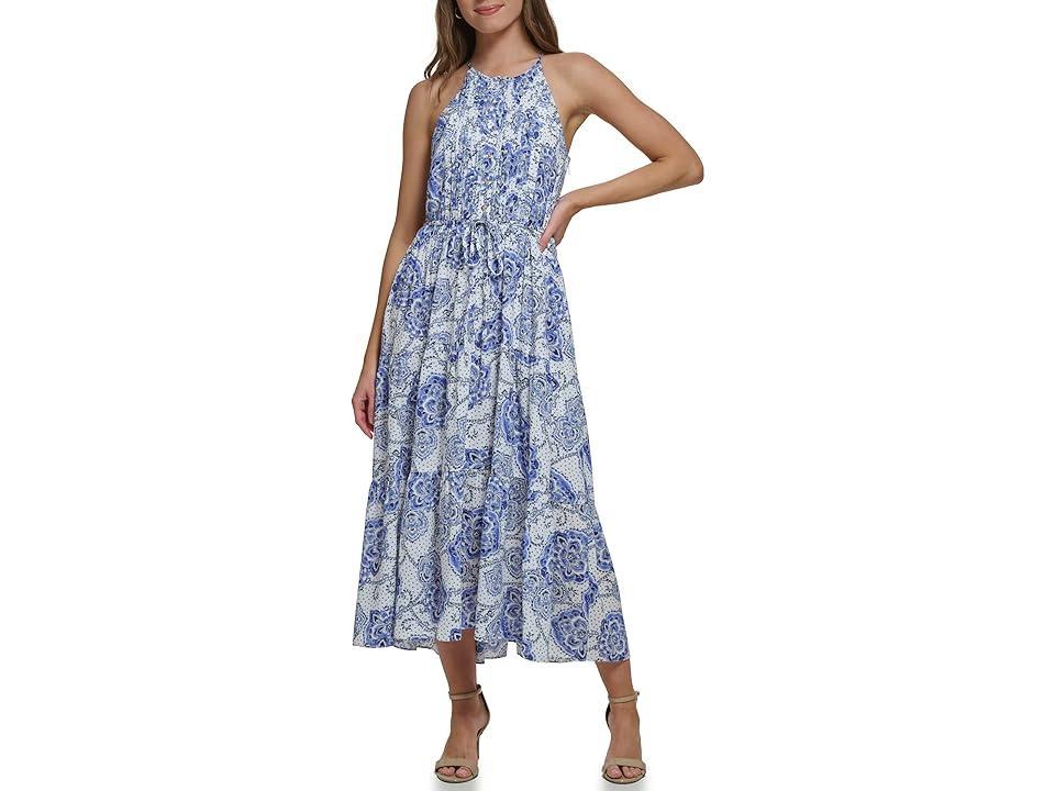 Tommy Hilfiger Sleeveless Halter Neck Tiered Printed Maxi Dress Product Image