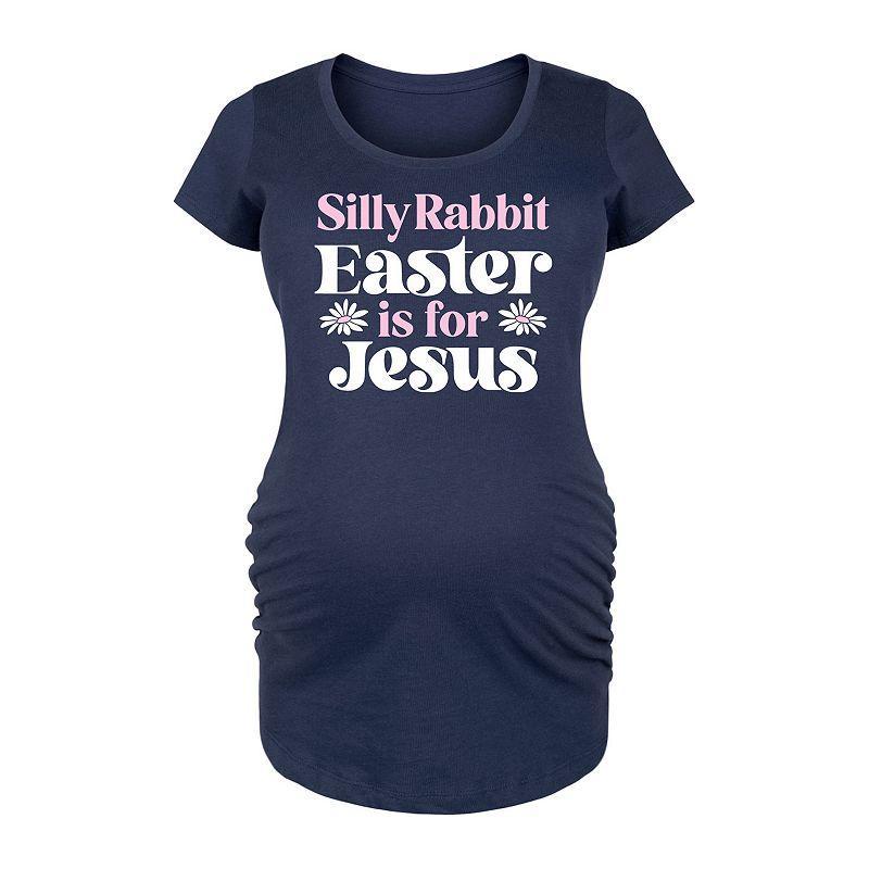 Maternity Silly Rabbit Easter Is For Jesus Graphic Tee, Womens Blue Product Image