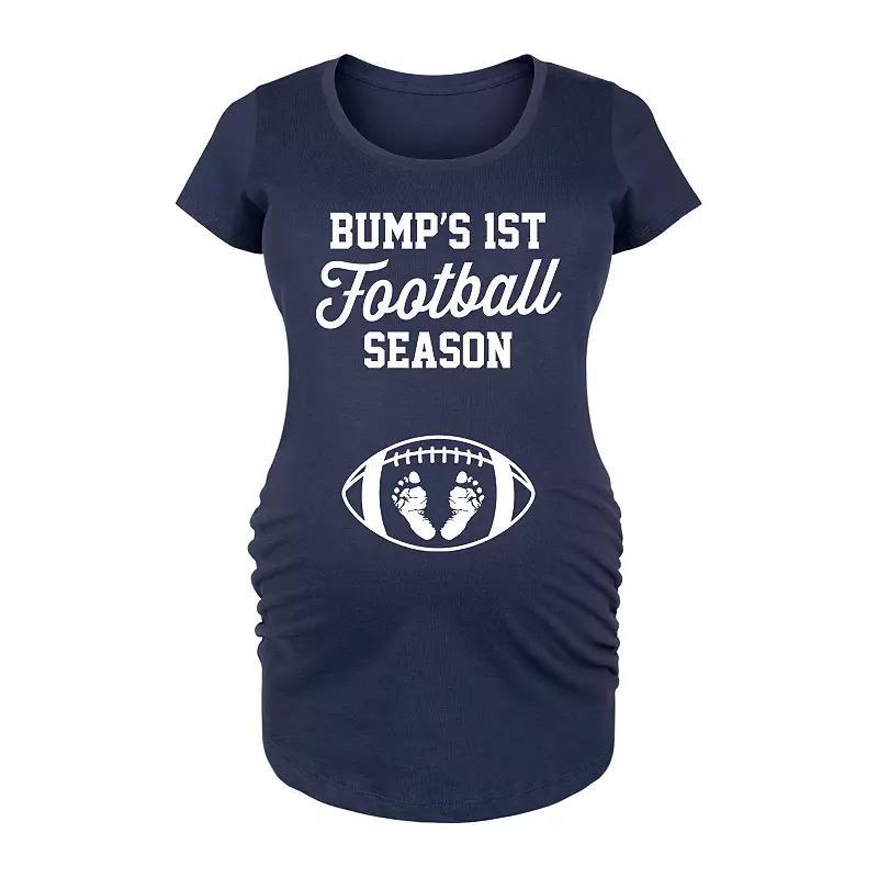 Maternity Bumps First Football Season Graphic Tee, Womens Blue Product Image