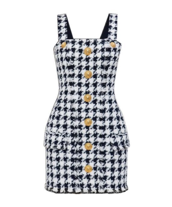 BALMAIN Tweed Mini Dress In White Product Image