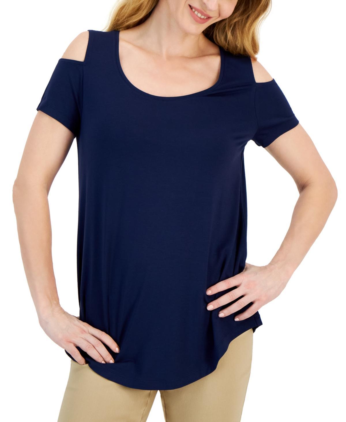 Women's Short Sleeve Scoop-Neck Cold-Shoulder Top, Created for Macy's  Product Image