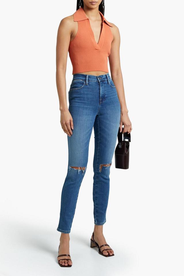 Le High Skinny Distressed High-rise Skinny Jeans In Mid Denim Product Image