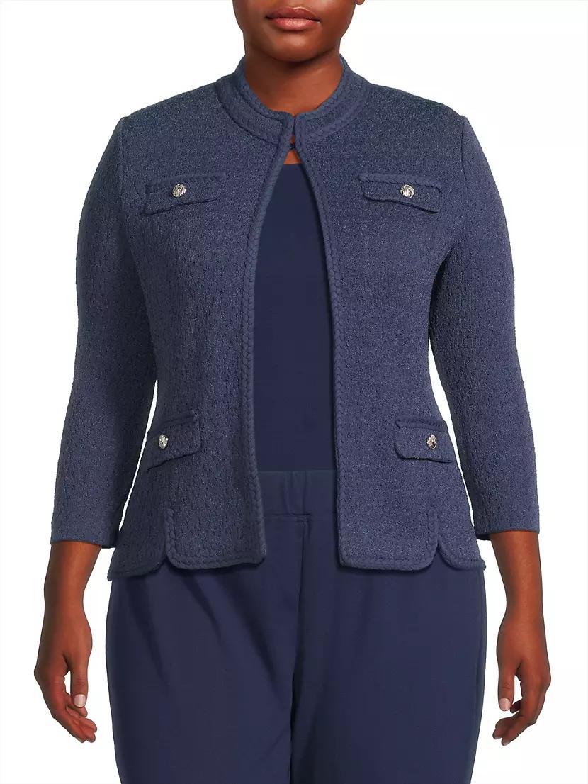 Plus Braided Pointelle-Knit Jacket Product Image