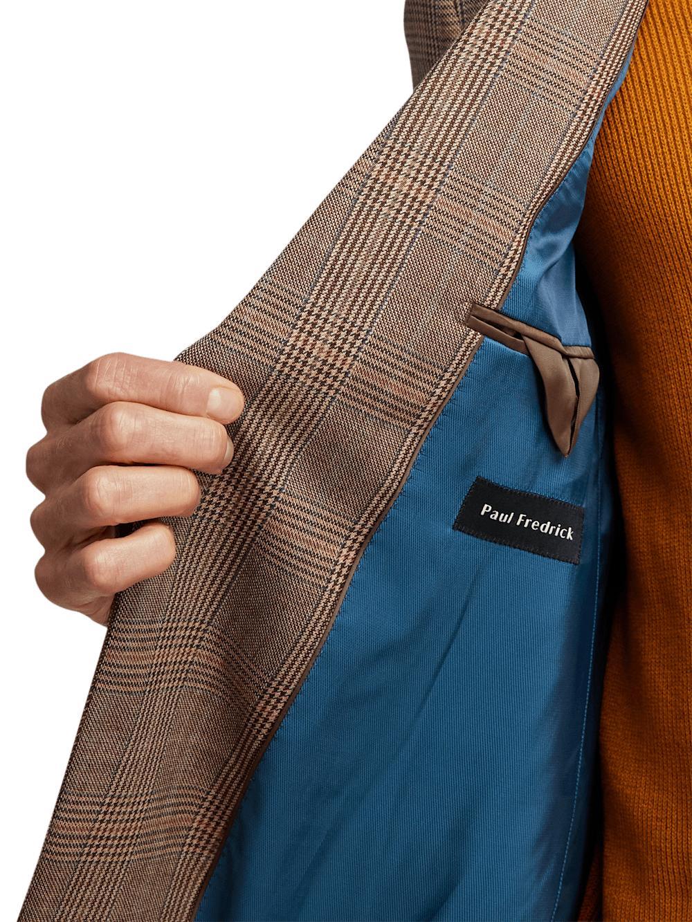 Wool Plaid Single Breasted Notch Lapel Sport Coat - Brown Product Image