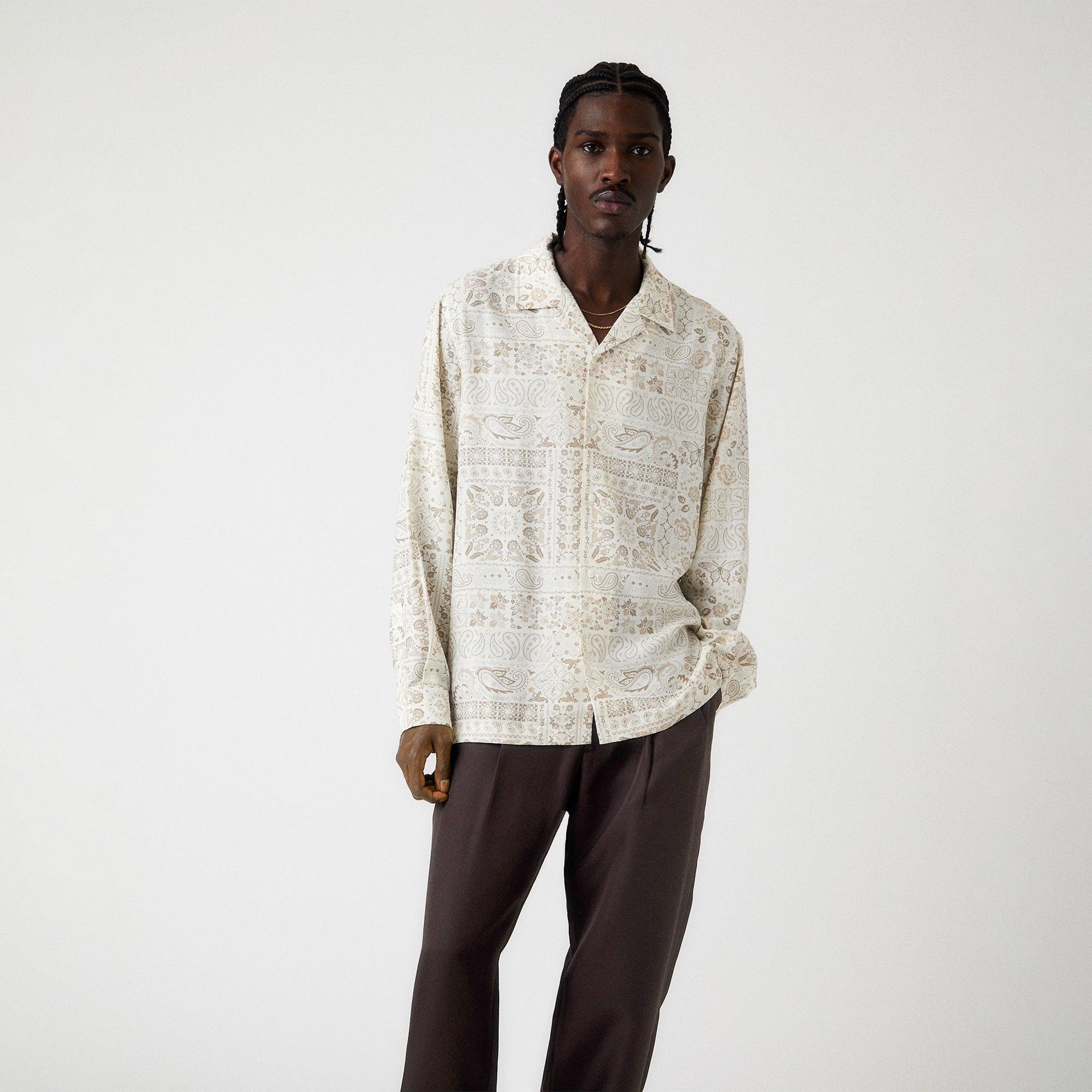 Kith Silk Lyocell Long Sleeve Thompson Camp Collar Shirt - Canvas Male Product Image