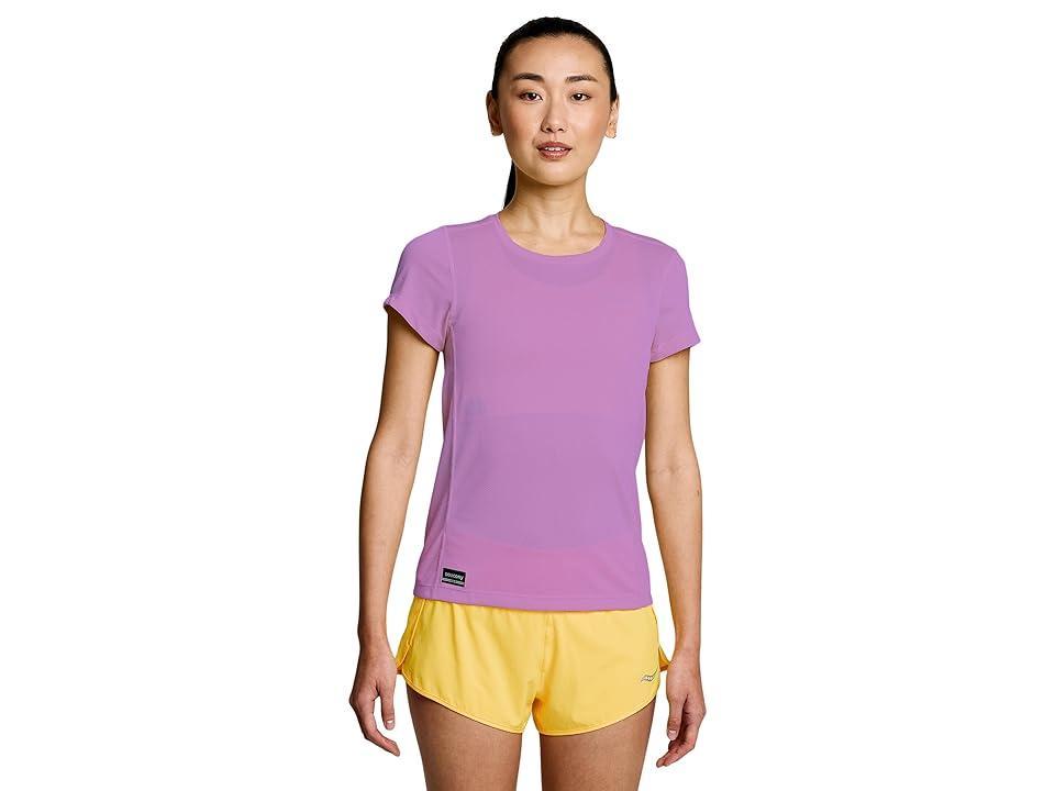 Saucony Stopwatch Short Sleeve (Grape Heather) Women's Clothing Product Image