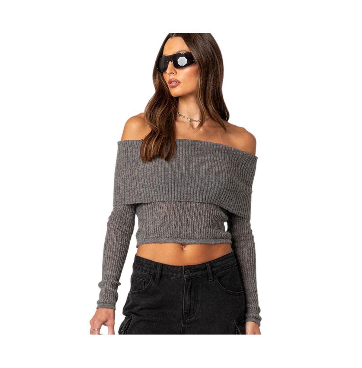 Edikted Lili Fold Over Knit Top Product Image