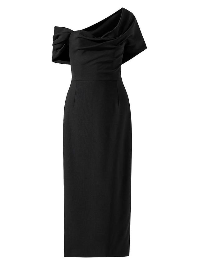 Womens Stretch Virgin-Wool One-Shoulder Midi-Dress Product Image