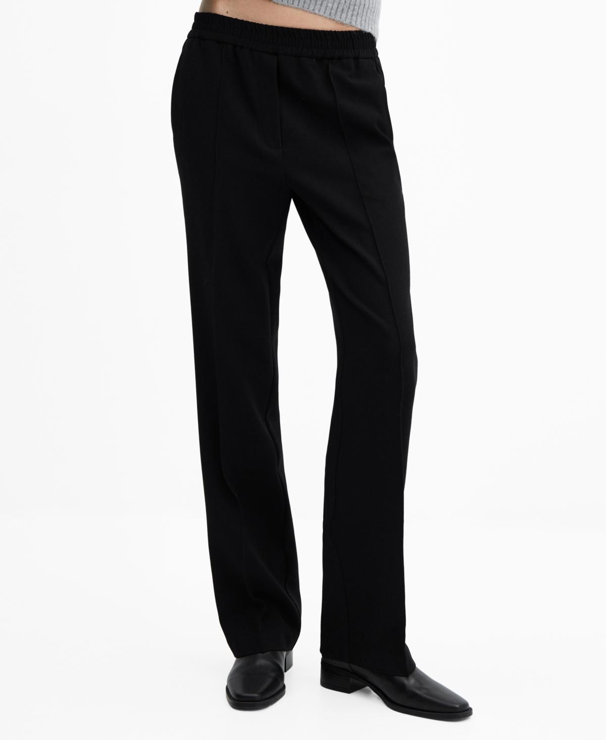 MANGO - Elastic-waist straight pants blackWomen Product Image