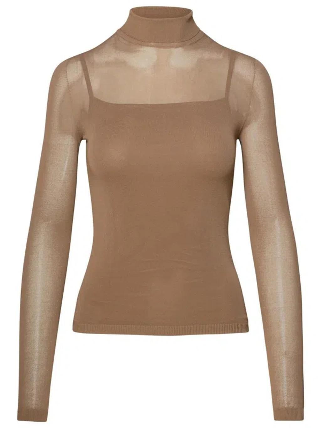 MAX MARA Wool Gauze Turtleneck In Brown Product Image