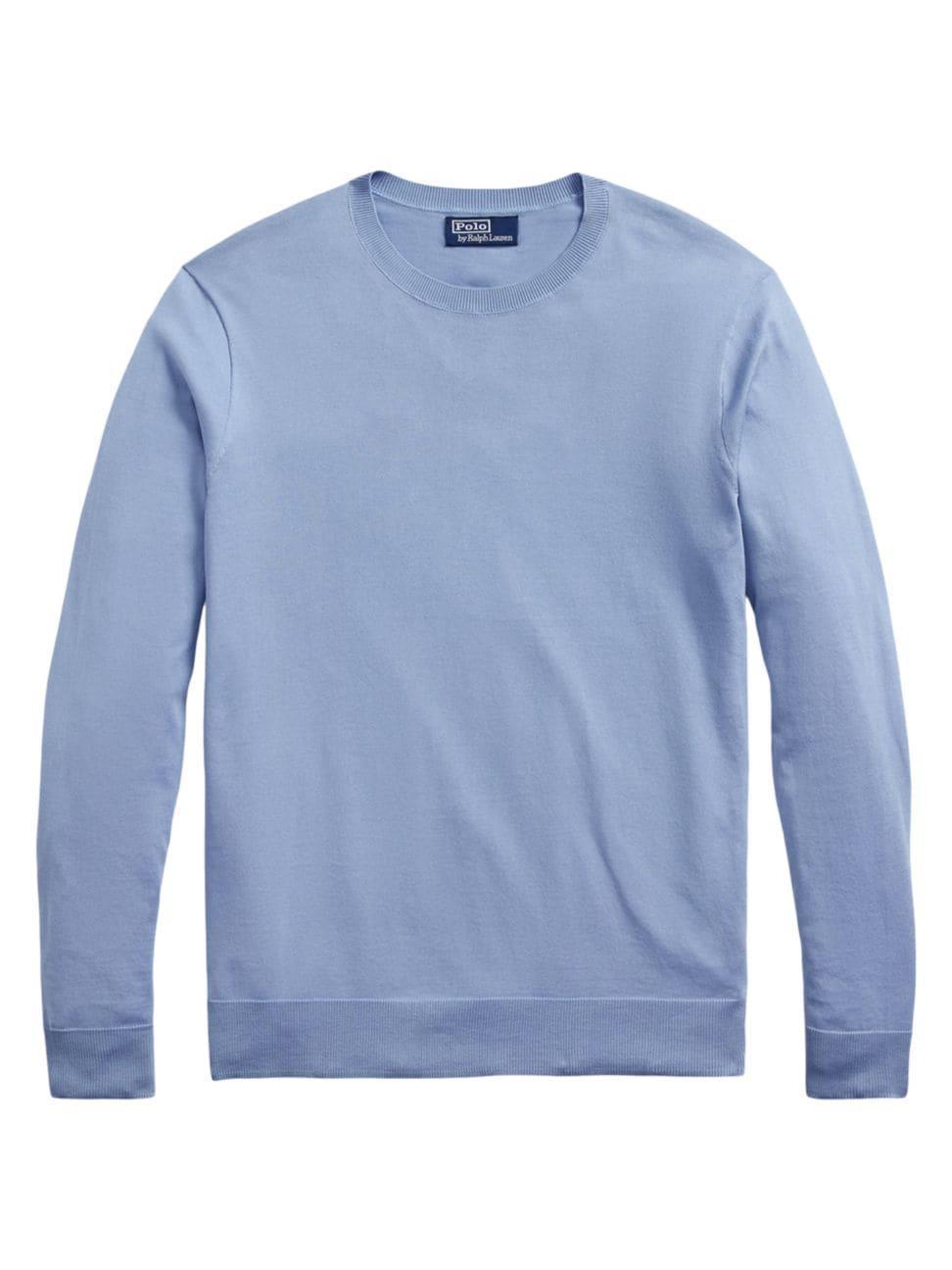 Cotton Crewneck Sweater In Chambray Blue Product Image