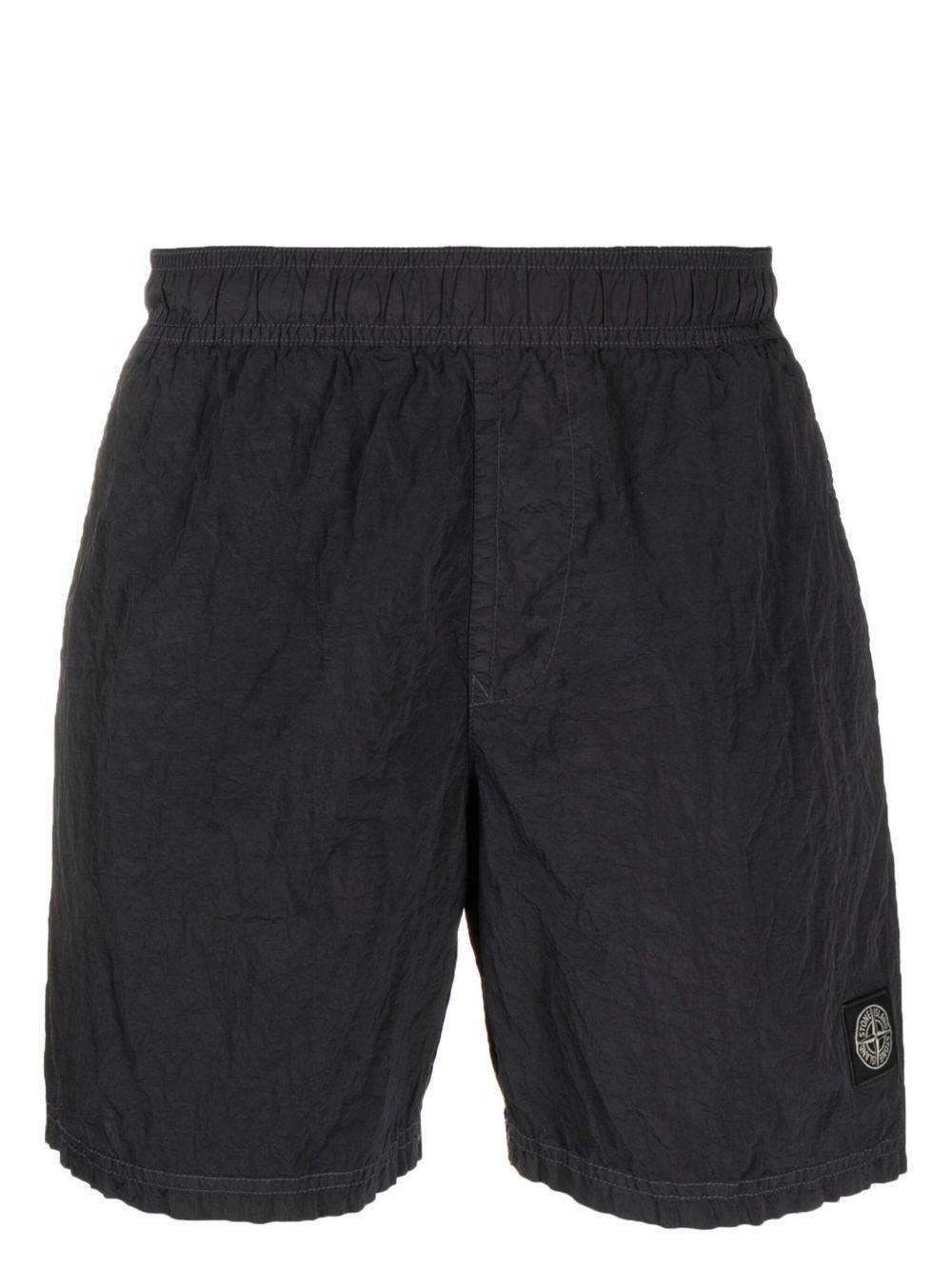 STONE ISLAND Compass-patch Swim Shorts In Black Product Image