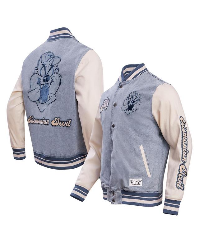 Mens Freeze Max Denim Looney Tunes Taz Full-Snap Varsity Jacket Product Image