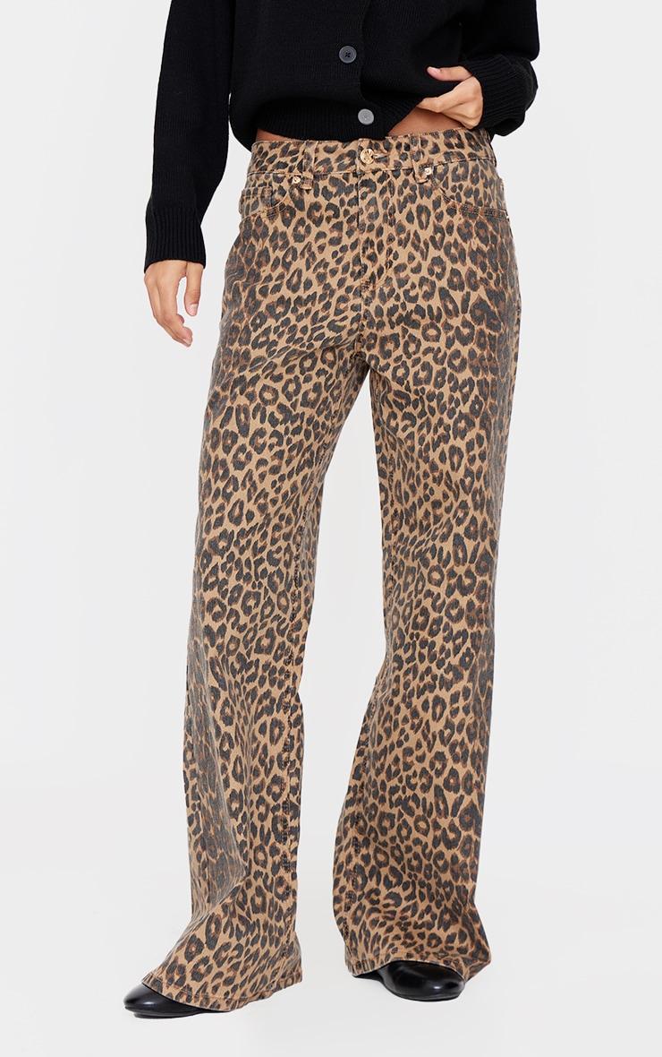 Brown Leopard Print Low Waist Jeans product image