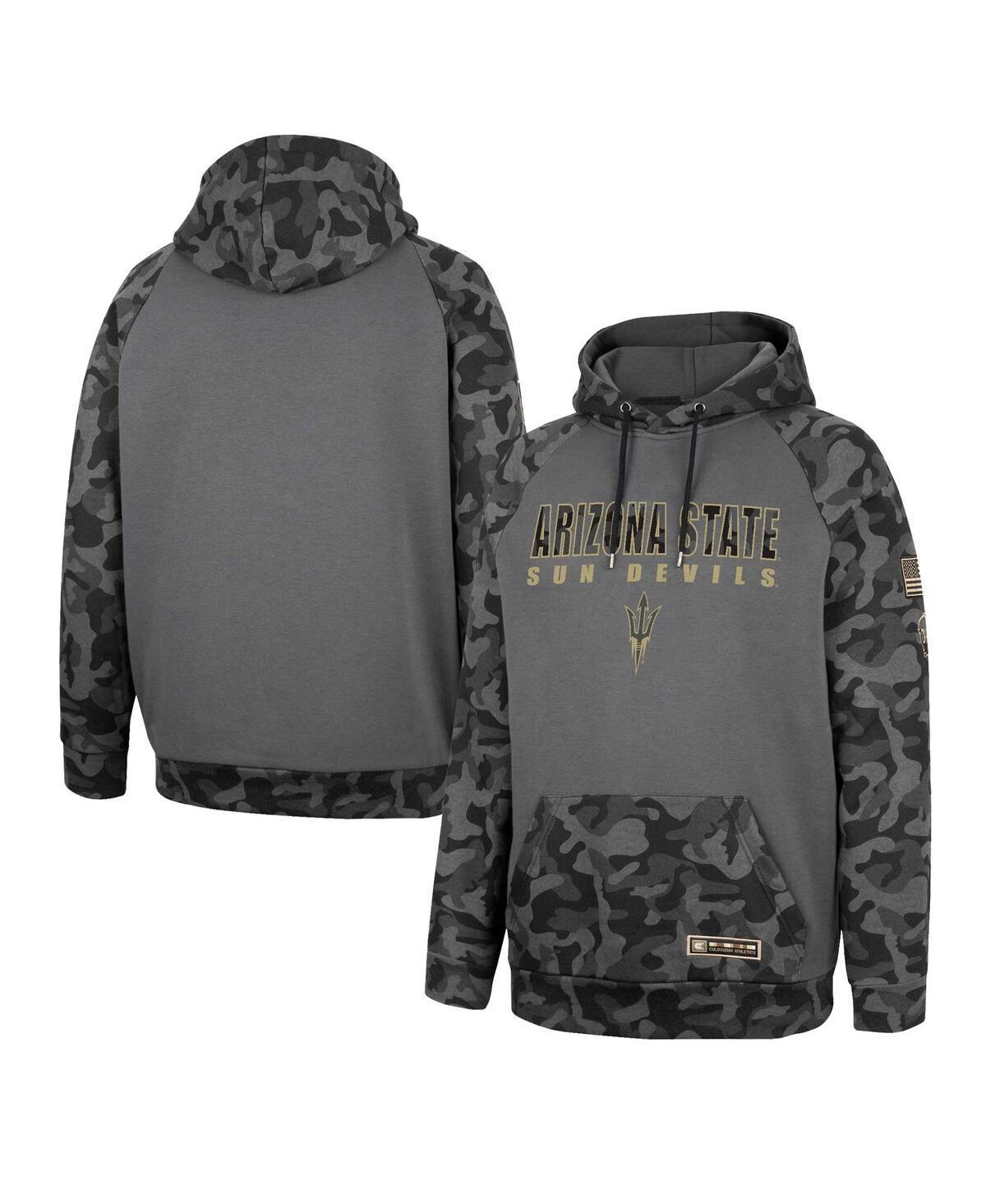 Mens Colosseum Charcoal Arizona State Sun Devils OHT Military Appreciation Camo Stack Raglan Pullover Hoodie Product Image