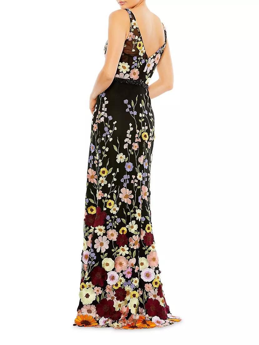 Mac Floral-Embroidered Tulle Gown Product Image