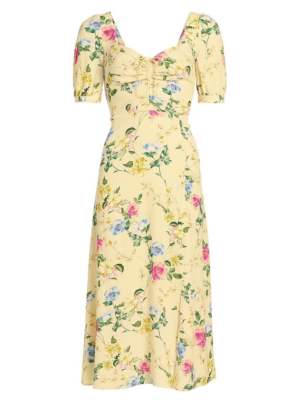 Womens The Vineyard Floral Puff-Sleeve Midi-Dress Product Image