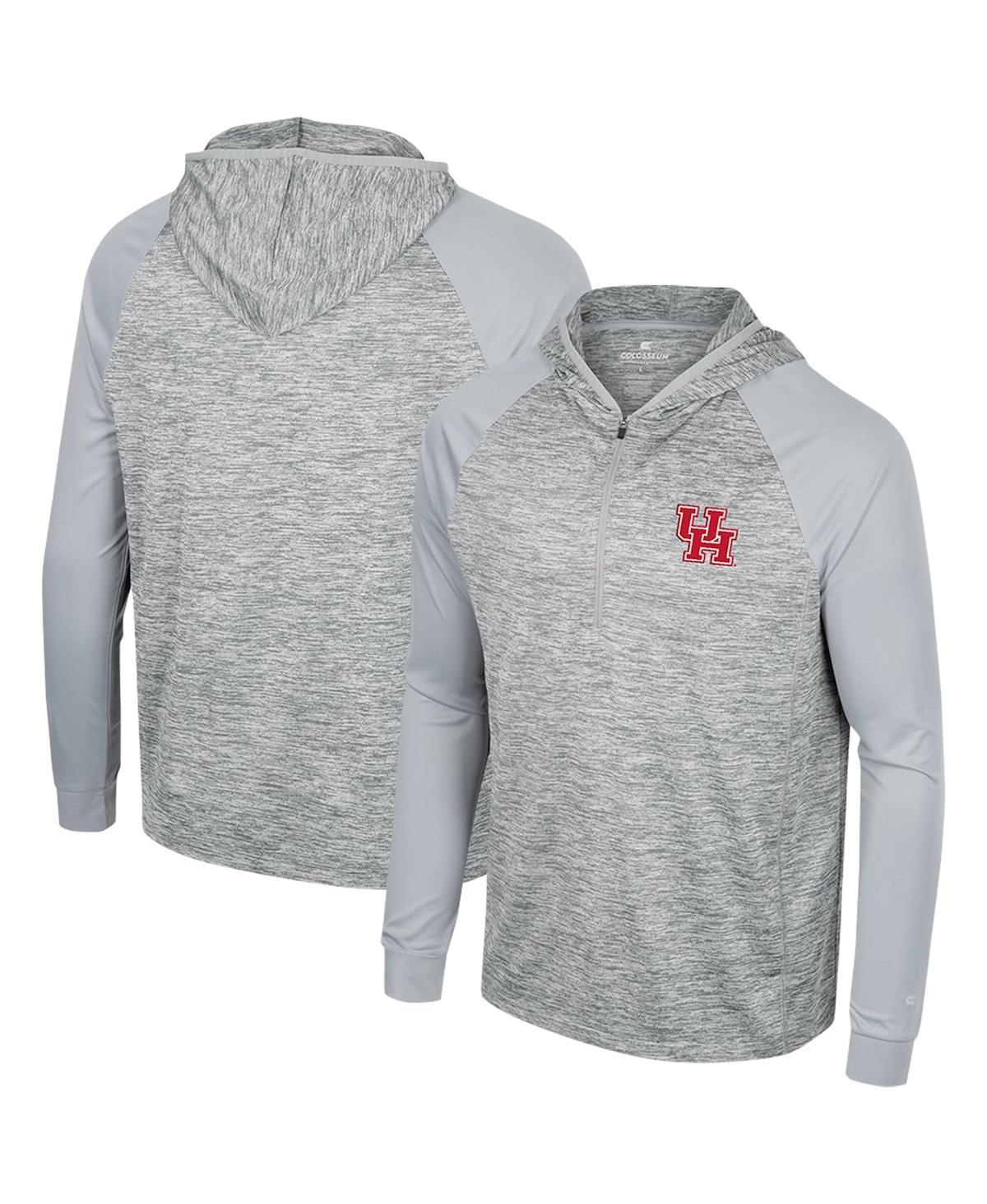 Mens Colosseum Gray Houston Cougars Cybernetic Raglan Quarter-Zip Hooded Top Product Image