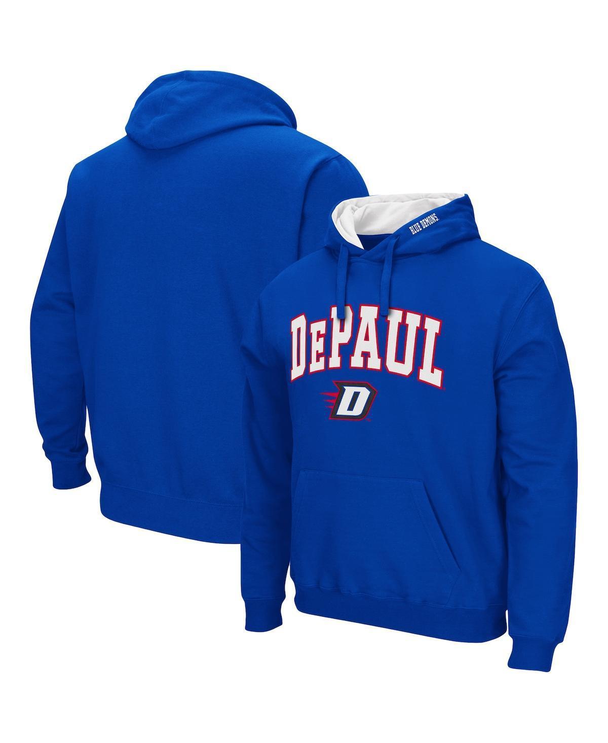 Mens Colosseum Royal DePaul Blue Demons Arch and Logo Pullover Hoodie Product Image