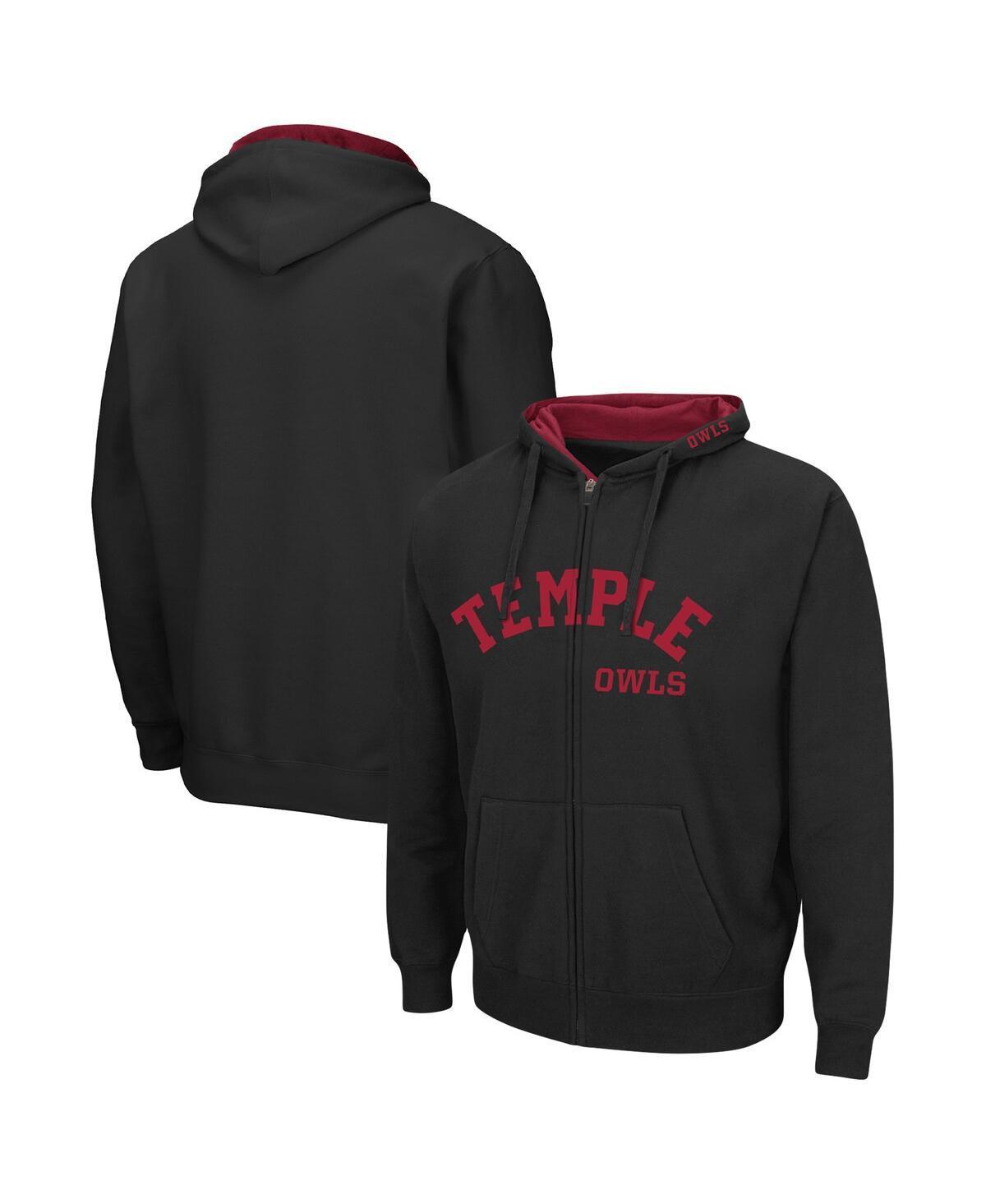 Mens Colosseum Black Temple Owls Arch & Team Logo 3.0 Full-Zip Hoodie Jacket Product Image