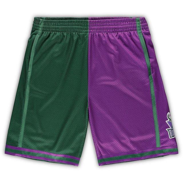 Mens Mitchell & Ness /Purple Milwaukee Bucks Big & Tall Hardwood Classics Split Swingman Shorts Product Image