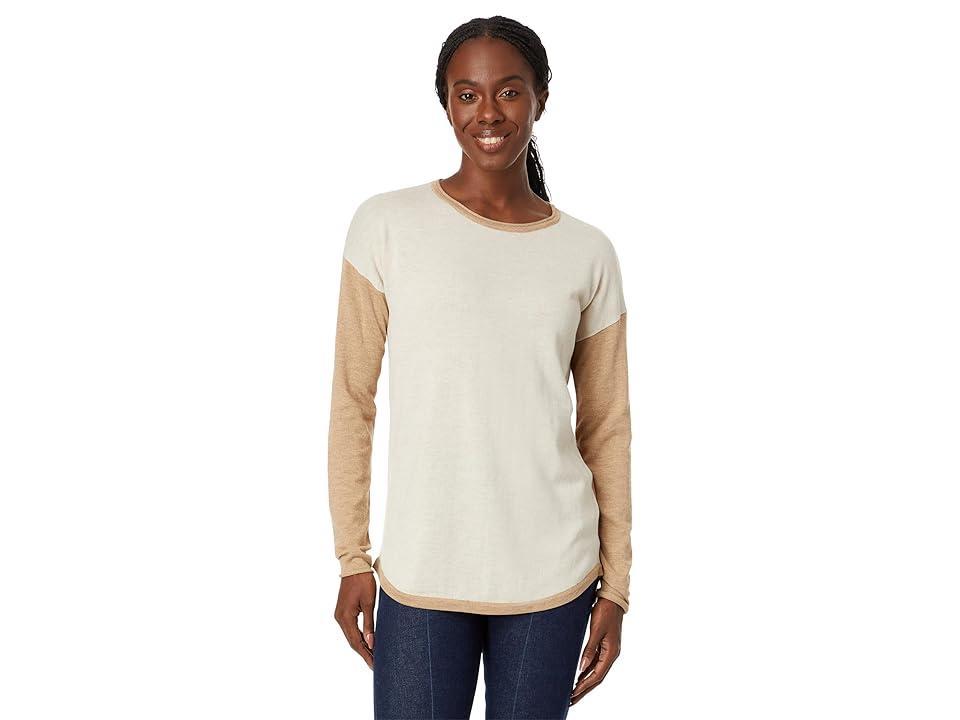 Smartwool Shadow Pine Color-Block Sweater (Almond Heather) Women's Clothing Product Image