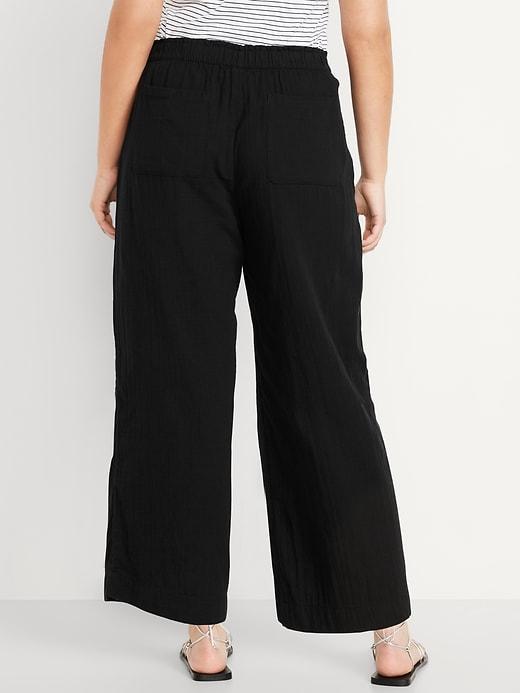 High-Waisted Crinkle Gauze Ankle Pants Product Image