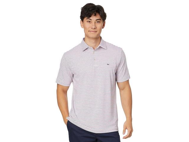 Vineyard Vines Tri-Color Bradley Sankaty Polo (White/Blue Bay/Race Red) Men's Short Sleeve Knit Product Image