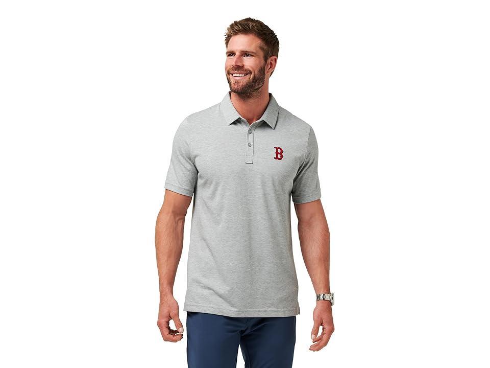 TravisMathew Boston Red Sox The Zinna Polo (Heather Grey) Men's Short Sleeve Knit Product Image