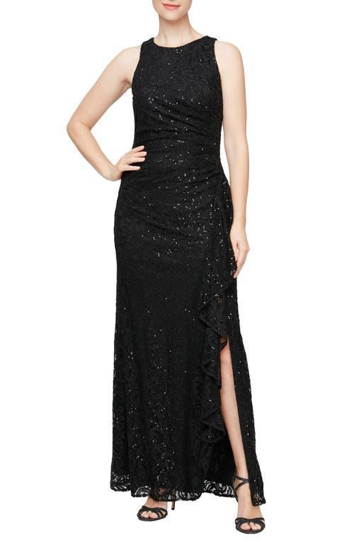 Alex Evenings Ruffle Sequin Lace Gown Product Image