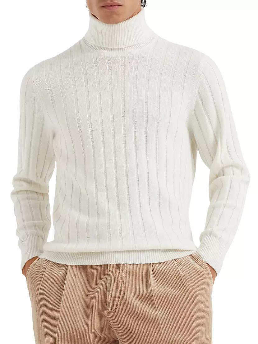 Cashmere Flat Rib Turtleneck Sweater Product Image