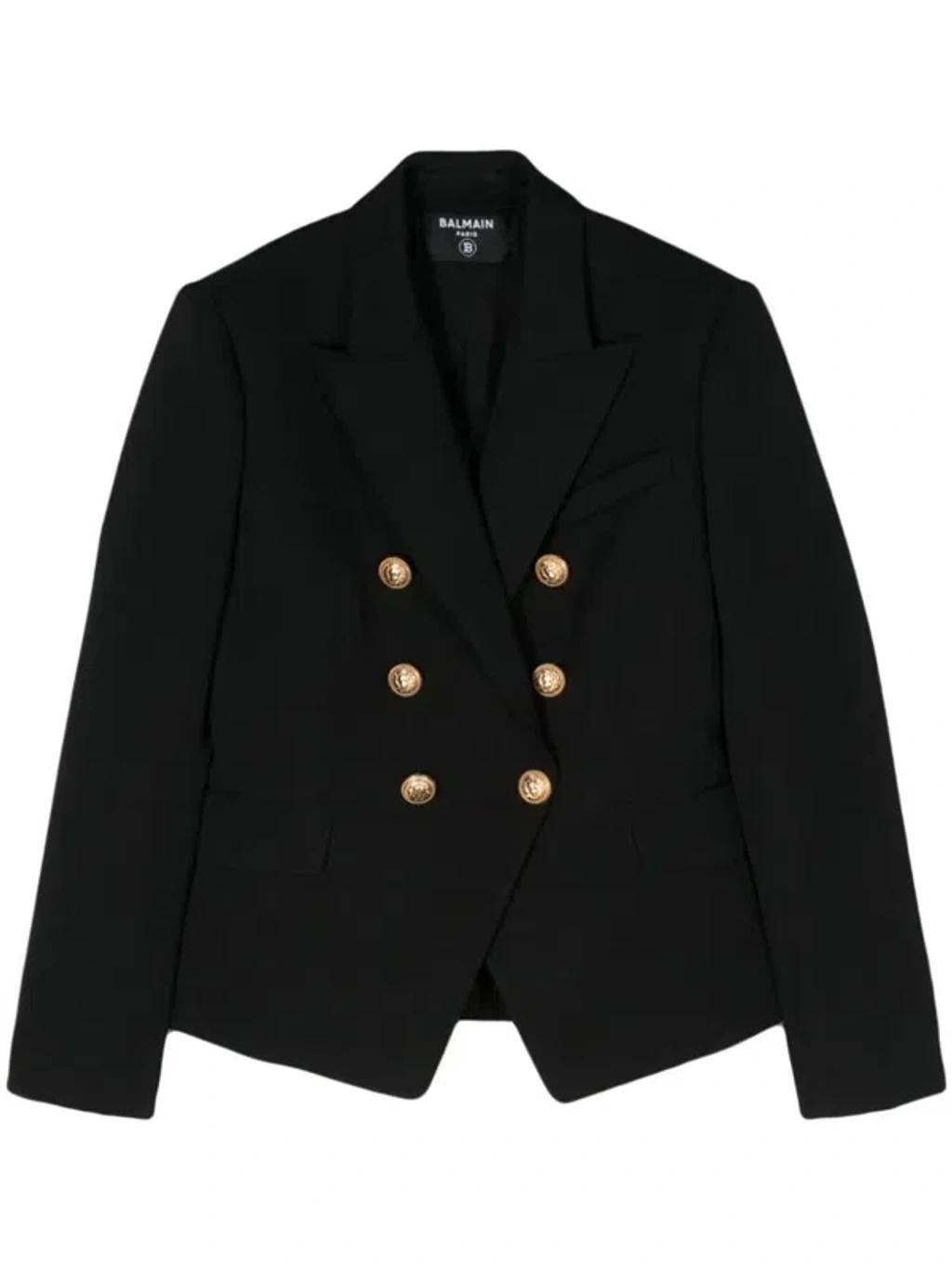 Wool Double Breasted Jacket In Black Product Image