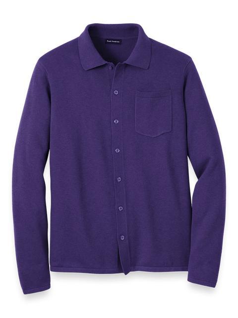 Supima Cotton Button Front Polo - Plum Product Image