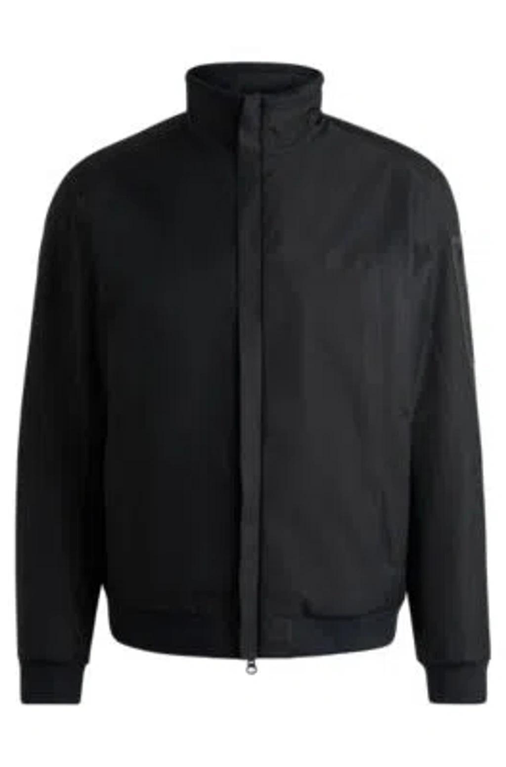 HUGO BOSS Water-repellent Padded Bomber Jacket With Logo-print Underplacket In Black Product Image