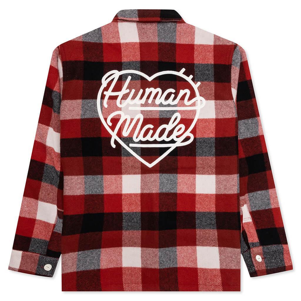 Wool Beaverblock Check Shirt - Red Male Product Image