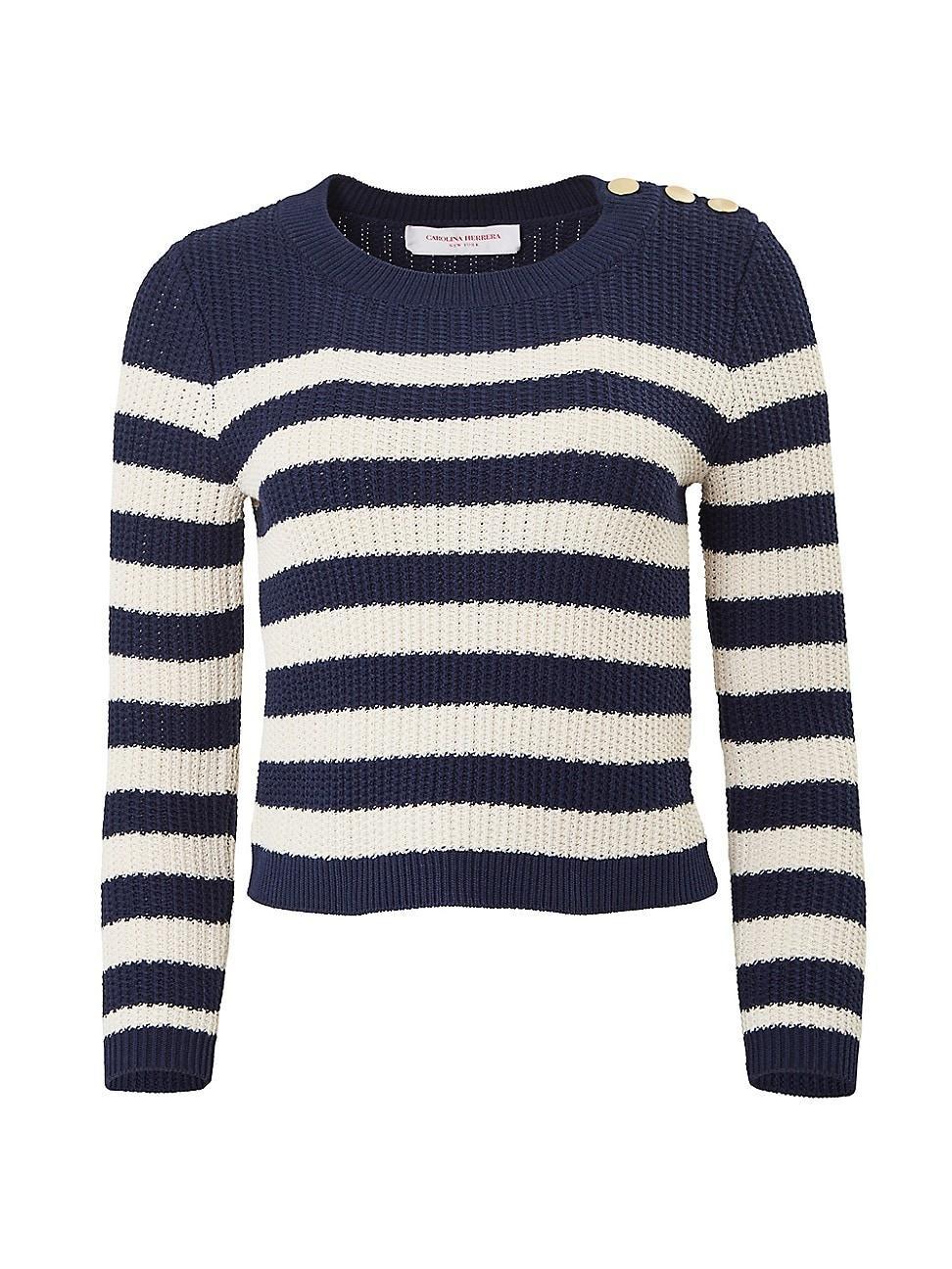 Womens Silk-Cotton Striped Sweater Product Image