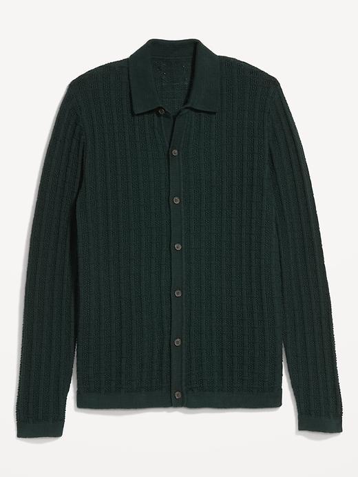 Button-Down Cable-Knit Sweater Product Image